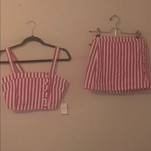 White and Red Stripped Set